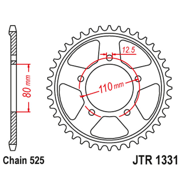 JT JT Rear Sprockets R/W 1331-42 ZBK